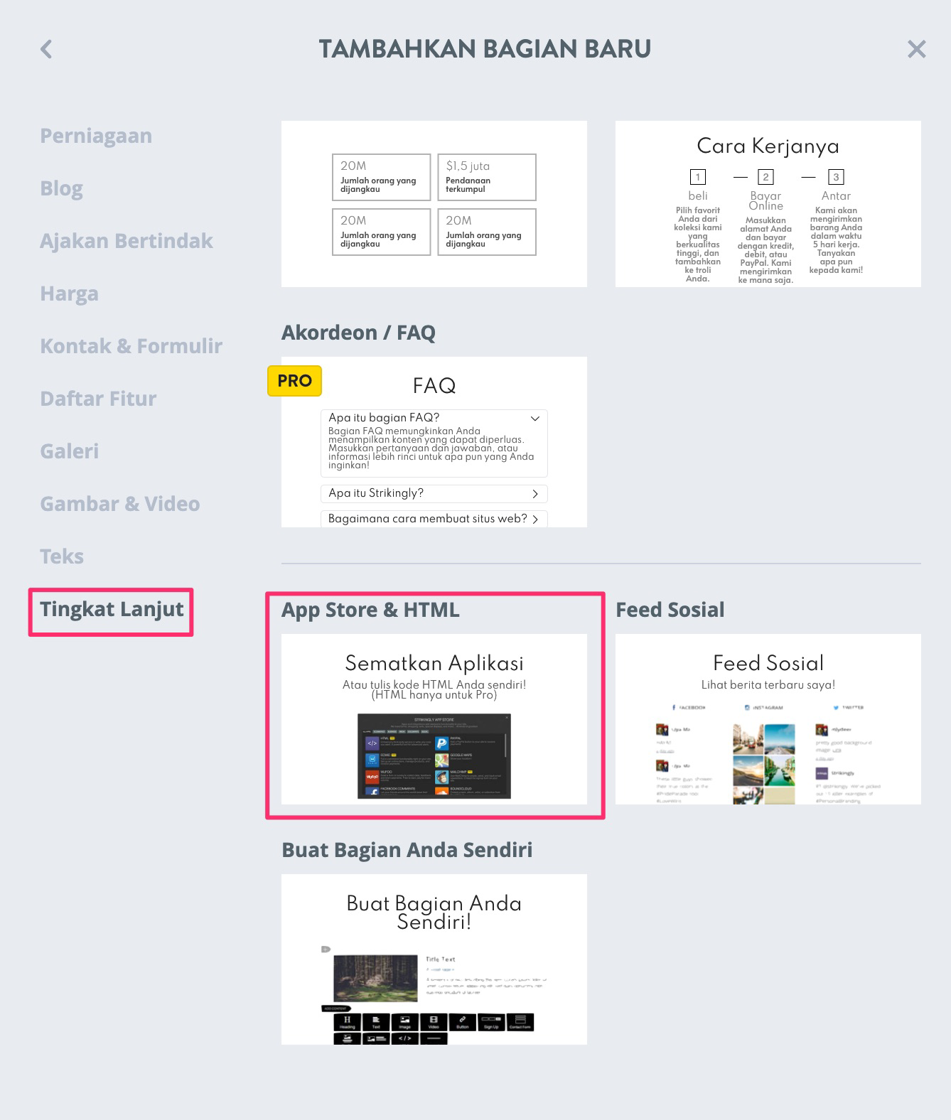 Menyematkan Google Form Pusat Bantuan Strikingly