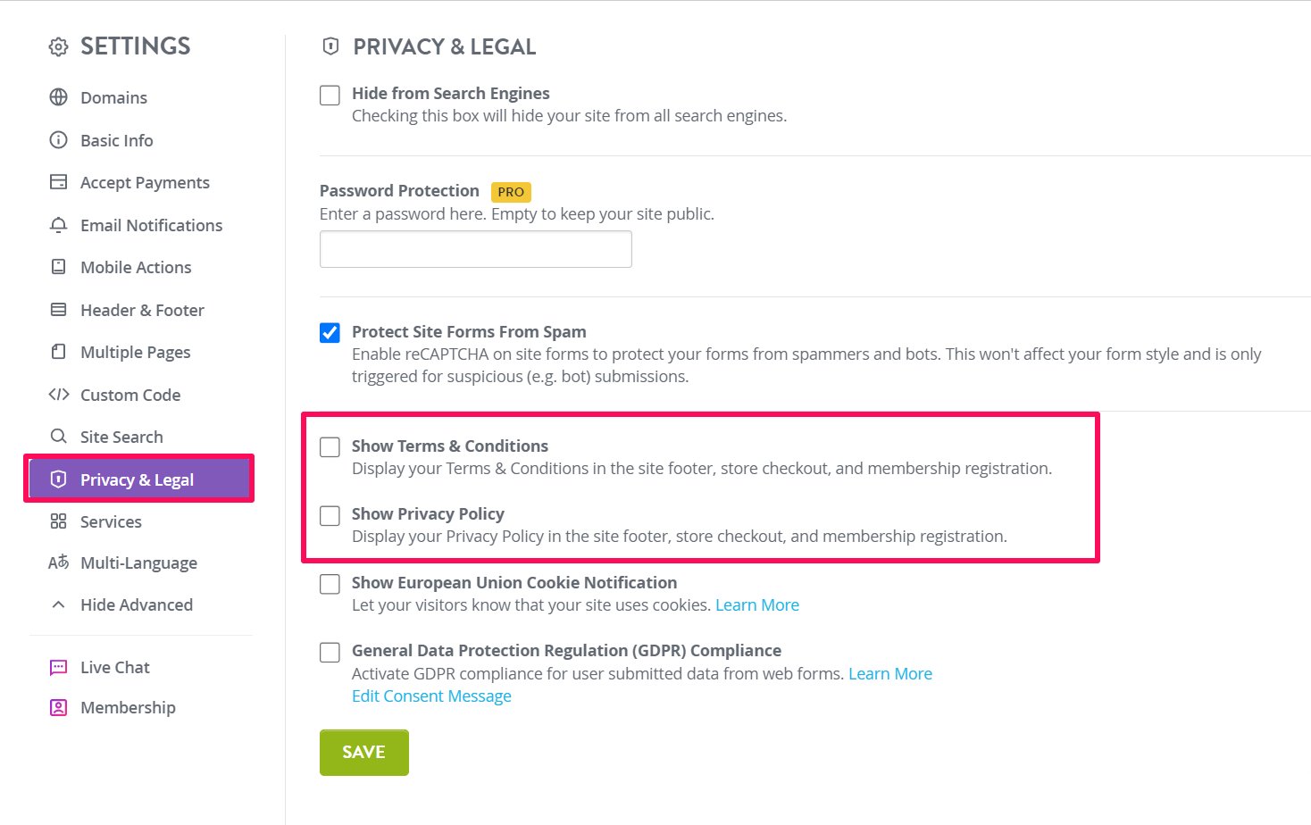 Add Terms of Service or Privacy Policy – Strikingly Help Center