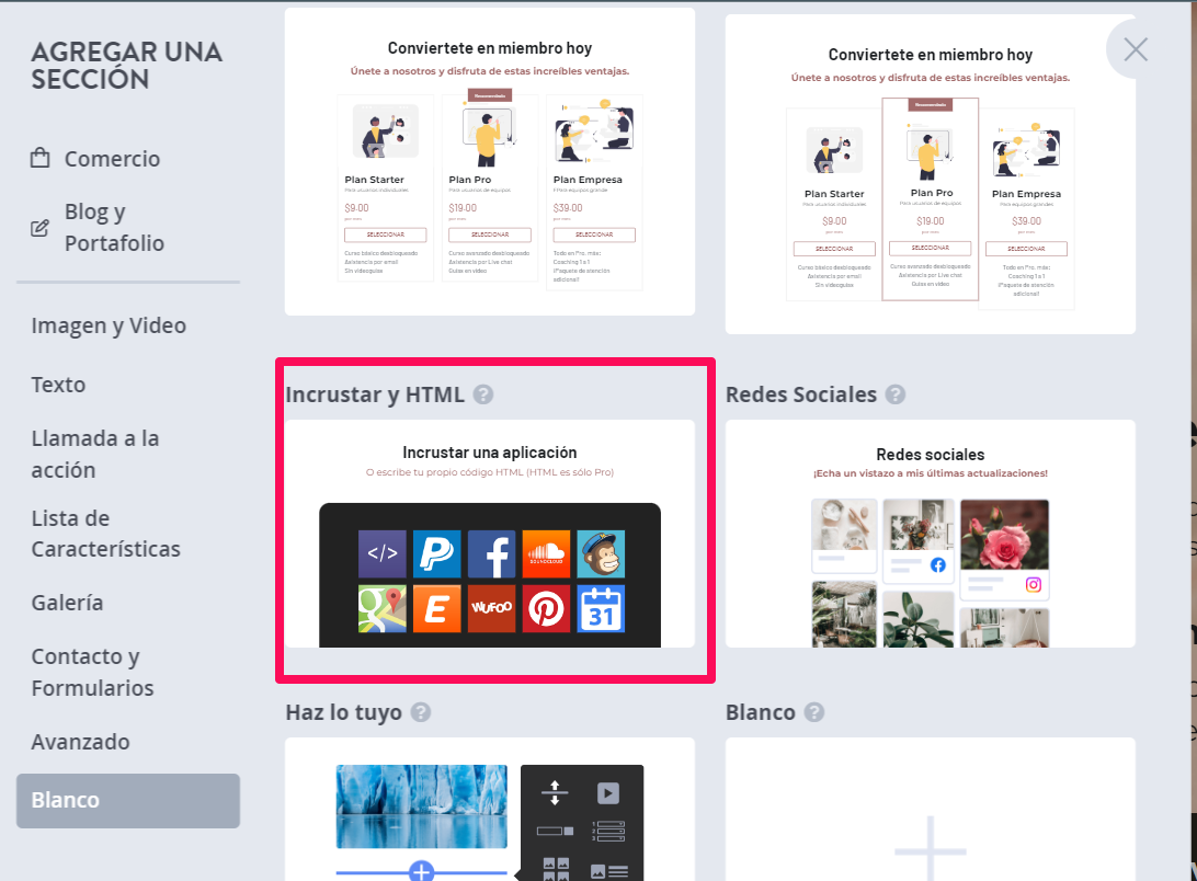Incrustrar código HTML – Strikingly Centro de ayuda, image size:1092x804