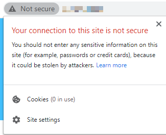 Live Site Error: "Your connection is not private/secure ...